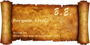 Bergman Ernő névjegykártya